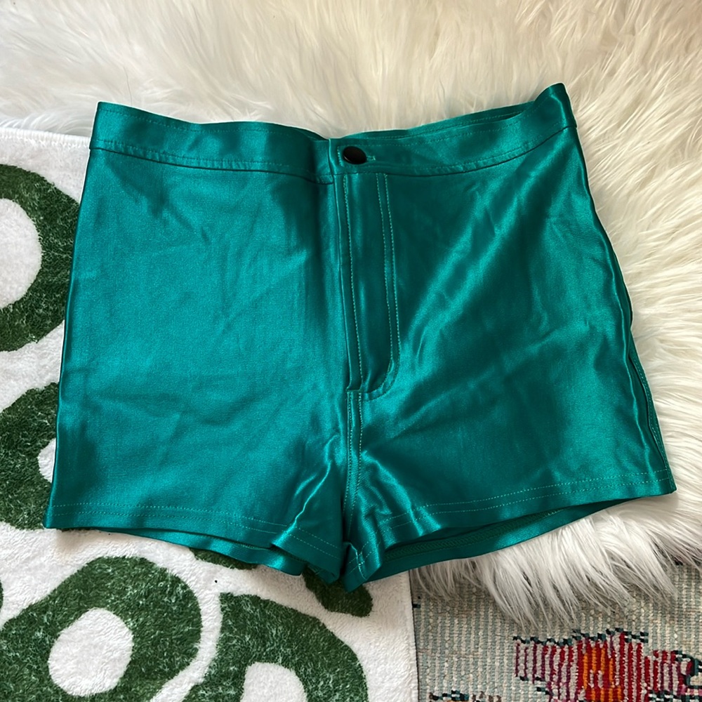 American Apparel Teal Metallic Shorts